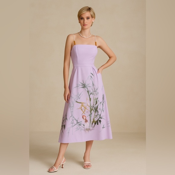 Boho Botanical Belted Cami Midi Dress - Missing external and internal tags - Picture 1 of 3